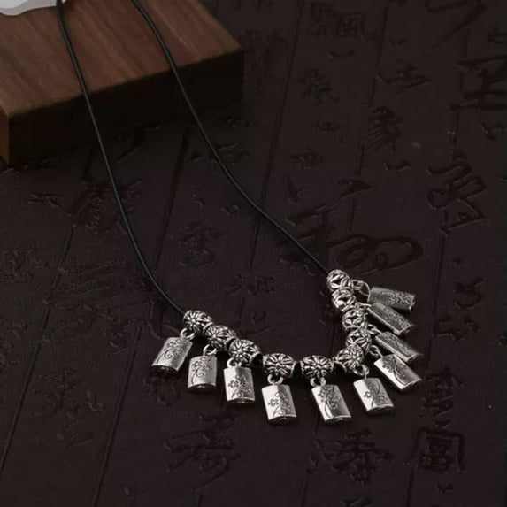 EOEMY Vintage Women'S Tibetan Silver Turquoise Beads String Pendant Necklaces Jewelry-3021