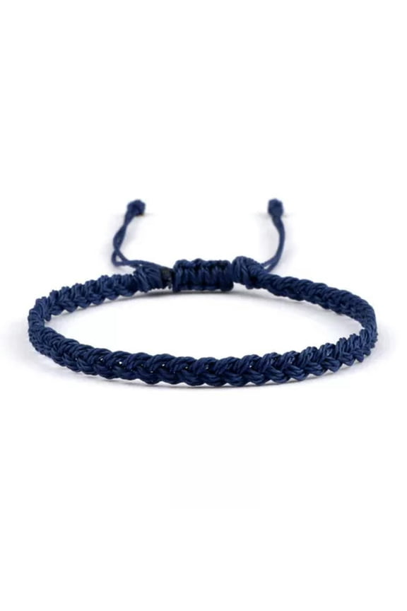 Waxed String Bracelet Braided Thread Bangles Handmade Waterproof Knot Bracelets-Navy Blue