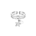 thumbnail image 1 of EOEMY Wedding Crystal Pearl Star Open Ring Adjustable Ring Pendant Women Jewelry Gift-Silver, 1 of 9