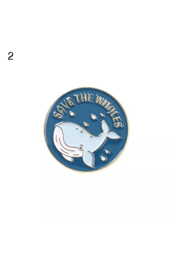 Whale Cartoon Enamel Pin Awareness Plastic Ocean Sea Animal Broach Lapel Pin /-2