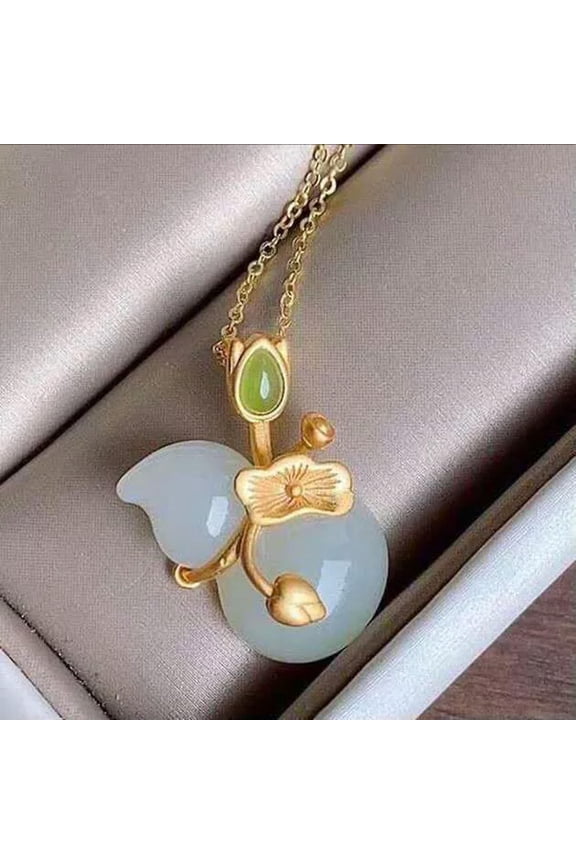 White Jade Gourd Pendant Necklace Natural Women Fashion 925 Silver Jewelry