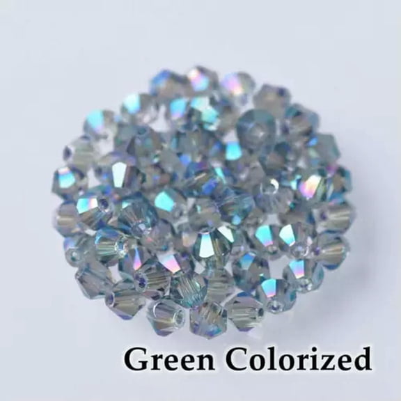 EOEMY Wholesale 1000Pcs 4mm Small Bicone Faceted Crystal Glass Loose Spacer Beads Lot-104) Green Colorized