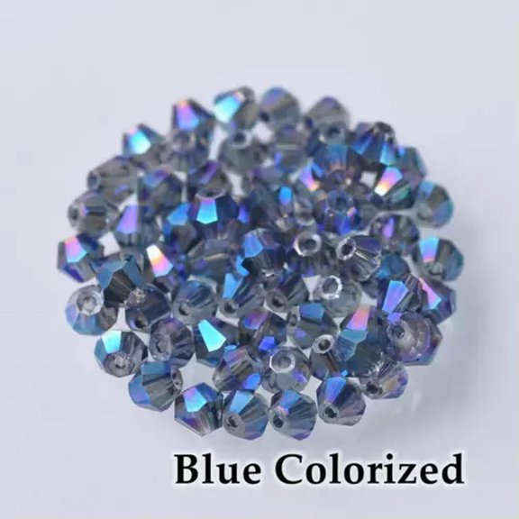EOEMY Wholesale 1000Pcs 4mm Small Bicone Faceted Crystal Glass Loose Spacer Beads Lot-106) Blue Colorized