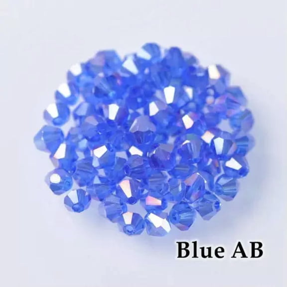 EOEMY Wholesale 1000Pcs 4mm Small Bicone Faceted Crystal Glass Loose Spacer Beads Lot-144) Blue Ab