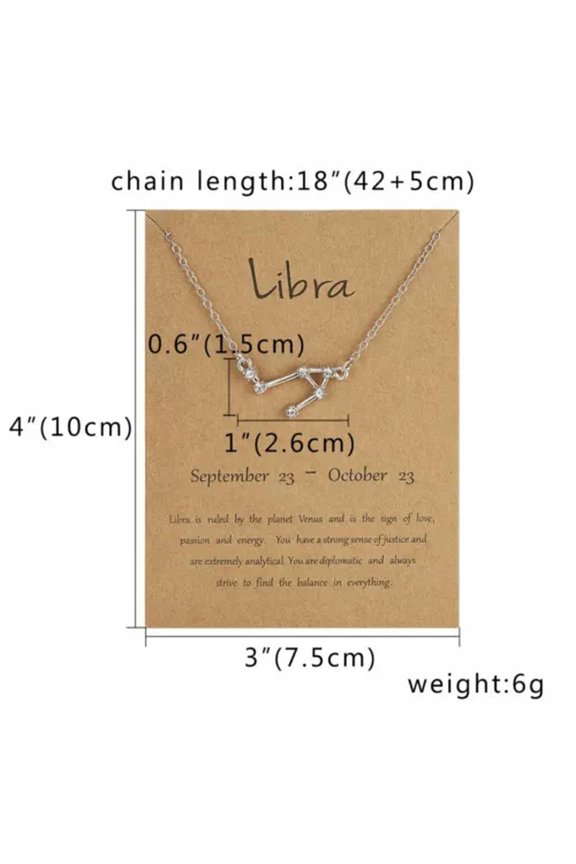 Wholesale 12 Constellation Pendant Necklace Zodiac Signs Women Men Jewelry Gift-Libra