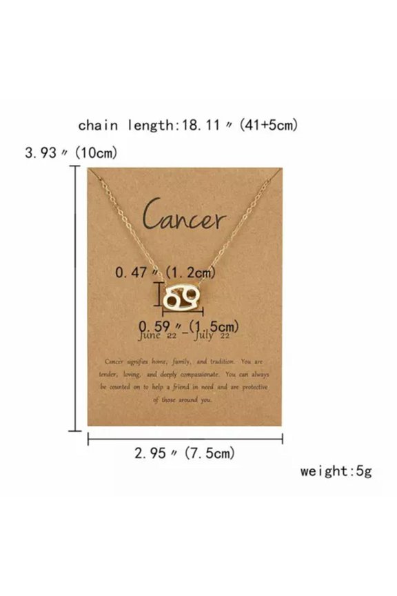 Wholesale 12 Constellation Pendant Necklace Zodiac Signs Women Men Jewelry Gift-Symbol-Cancer
