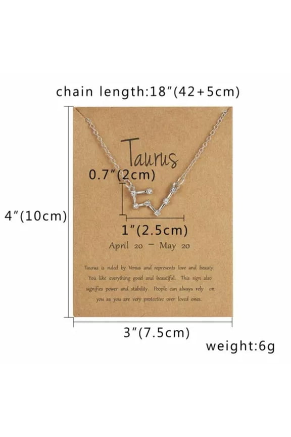Wholesale 12 Constellation Pendant Necklace Zodiac Signs Women Men Jewelry Gift-Taurus