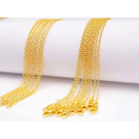 EOEMY Wholesale 16-30" 10Pcs 18K Yellow Gold Filled Rolo Chain Necklaces For Pendant-22