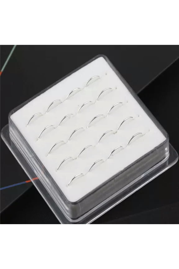 Wholesale 20Pcs 1 Box Crystal Silver Gold Nose Stud Ring Hoop Body Piercing-Silver