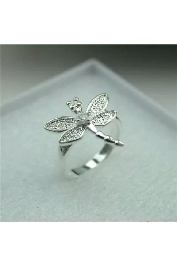 Wholesale 925 Sterling Silver Plated Women Fashion Dragonfly Rings Gift Hj 052-8