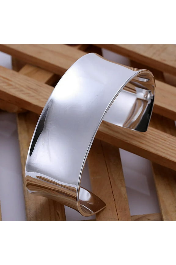 Wholesale 925 Sterling Solid Silver Fashion Jewelry Silvery Bangle Bracelet Gift-Default