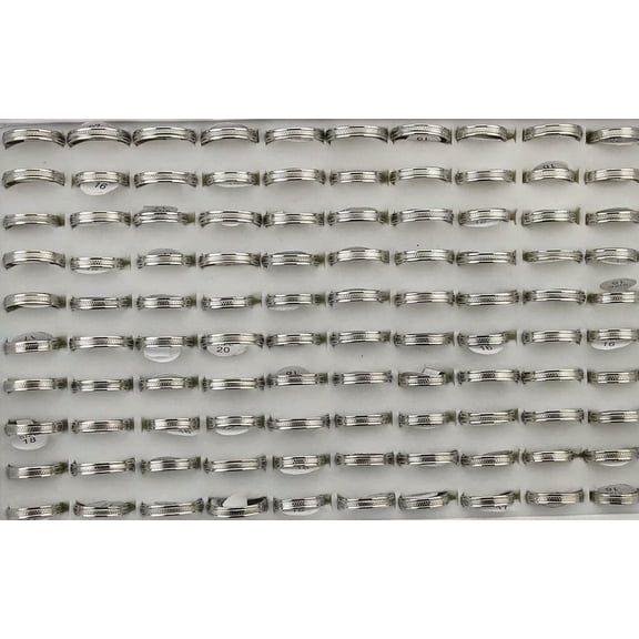 EOEMY Wholesale Bulk Lots 32Pcs Fashion Stainless Steel Women Men Rings Mixed Size