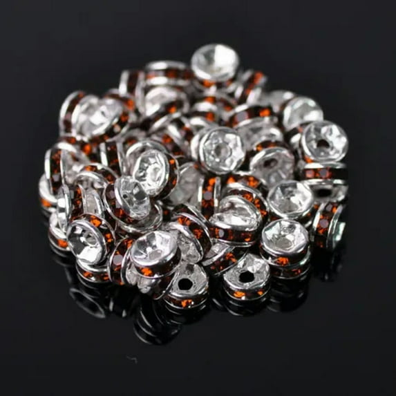 EOEMY Wholesale Czech Crystal Rhinestone Rondelle Loose Spacer Beads 4/5/6/8/10/12mm-#10 Coffee-8mm (50Pcs)