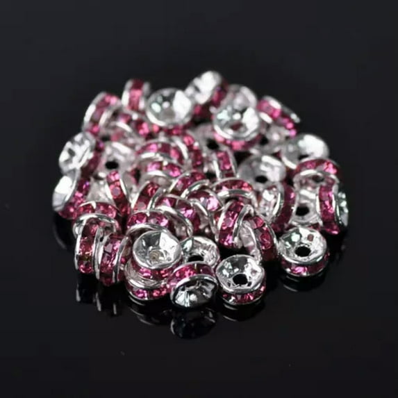 EOEMY Wholesale Czech Crystal Rhinestone Rondelle Loose Spacer Beads 4/5/6/8/10/12mm-#8 Rose Red-4mm (100Pcs)