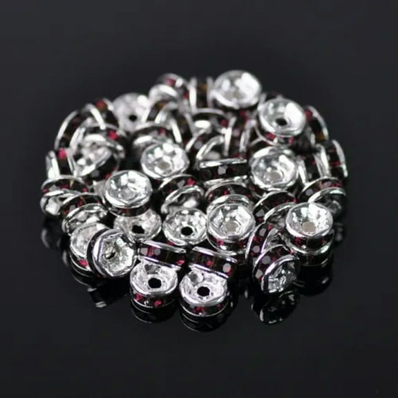 EOEMY Wholesale Czech Crystal Rhinestone Rondelle Loose Spacer Beads 4/5/6/8/10/12mm-#9 Deep Purple-8mm (50Pcs)