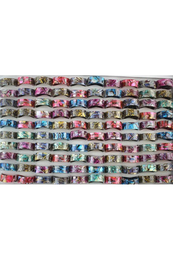 Wholesale Jewelry Lots 32Pcs Mixed Colorful Shell Rings Resin Fashion Ring