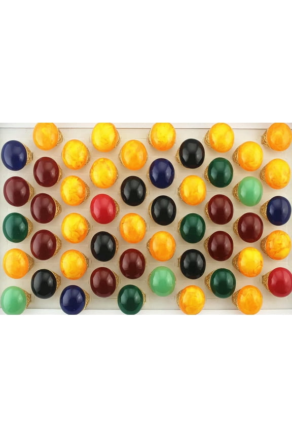 Wholesale Jewelry Lots 32Pcs Mixed Lots Big Resin Ring Gold Plated Party Rings