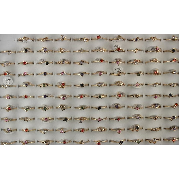 EOEMY Wholesale Jewelry Lots 32Pcs Mixed Small Cubic Zirconia Lady'S Wedding Rings