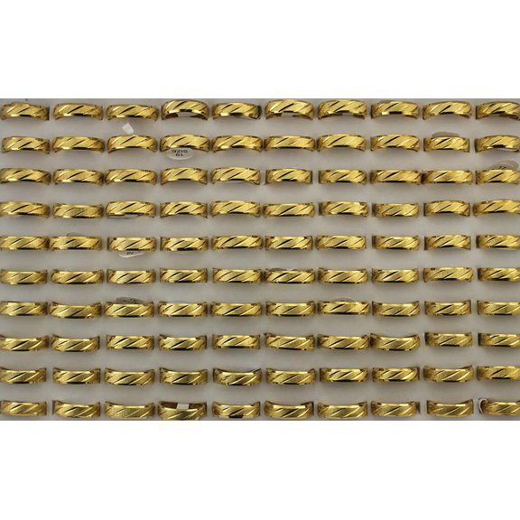 EOEMY Wholesale Jewelry Lots 32Pcs Stainless Steel Unisex Gold Plated 6mm Width Rings