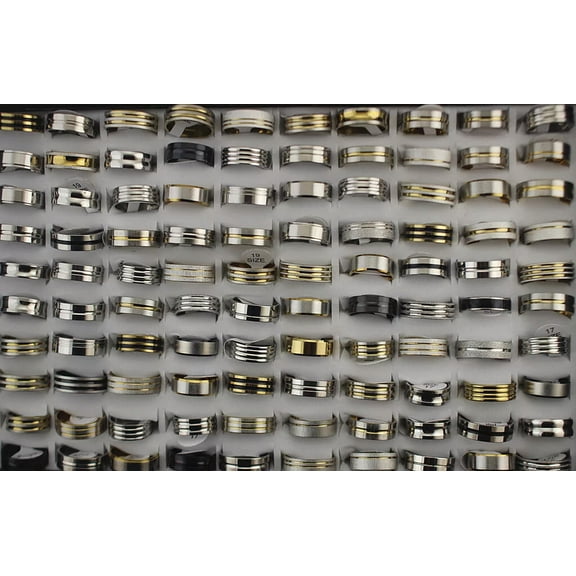 EOEMY Wholesale Job Lots 32Pcs Classic Jewelry Assorted Stainless Steel Men'S Rings
