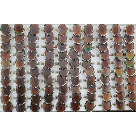 EOEMY Wholesale Job Lots 32Pcs Fashion Oval Change Color Mood Rings Adjustable Rings