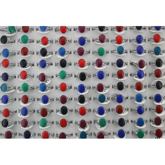 EOEMY Wholesale Job Lots 32Pcs Mixed Color Lady'S Jewelry Simple Style Enamel Rings