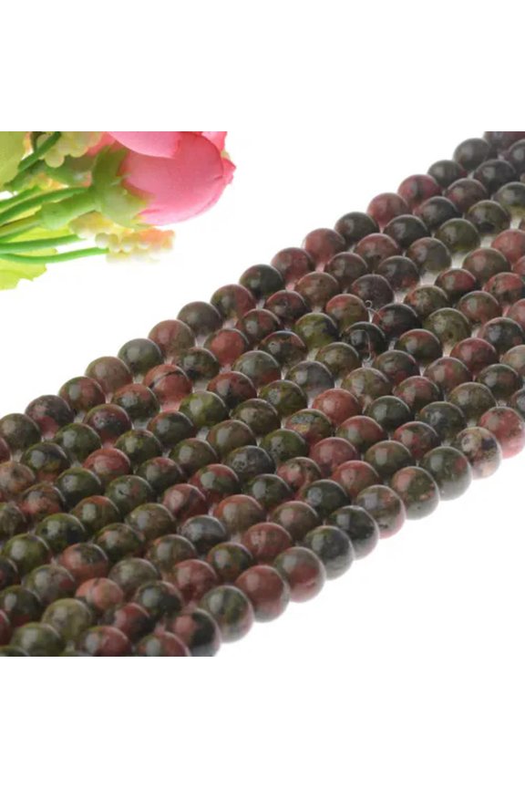 Wholesale Lot Natural Gemstone Round Spacer Loose Beads Accesories 4mm 6mm 8mm-8mm Unakite