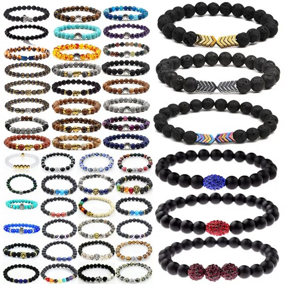 EOEMY Wholesale Lots 15 Pcs Mixed Styles Bracelets Natural Stone Women Men Bracelets
