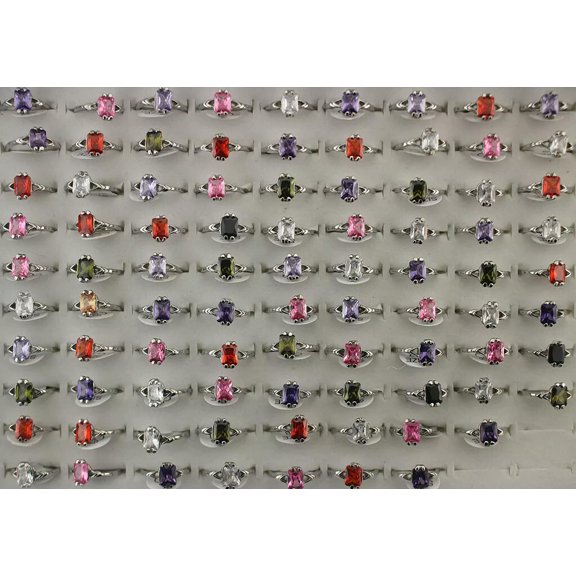 EOEMY Wholesale Lots 32Pcs Fashion Jewelry New Style Cubic Zirconia Lady Charm Rings