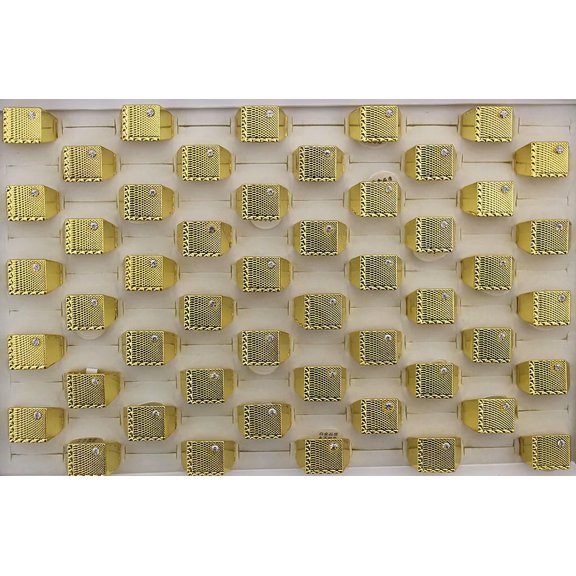 EOEMY Wholesale Lots 32Pcs Gold P Jewelry Square Alloy Clear Rhinestone Mens Rings