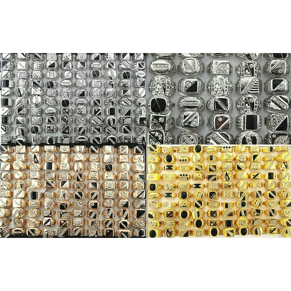 EOEMY Wholesale Lots 3Color Mix 60Pcs Enamel Rhinestone Shine Men'S CoolRings Jewelry