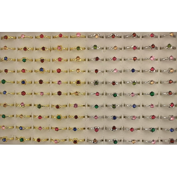 EOEMY Wholesale Mixed Lots 32Pcs Lady'S Gold/Silver P Cubic Zirconia Wedding Rings
