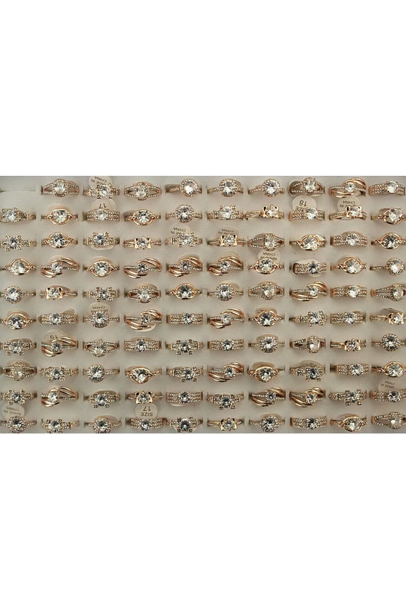 Wholesale Mixed Lots 32Pcs Wedding Clear Cz Rhinestone Rose Gold P Lady'S Rings