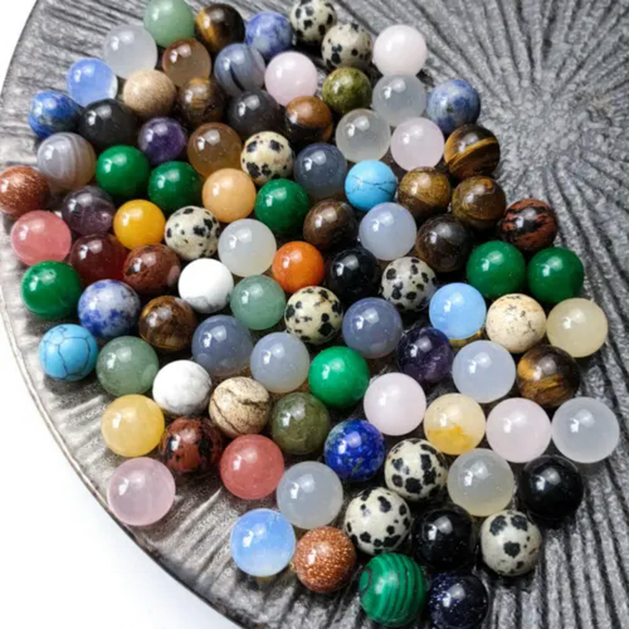 EOEMY Wholesale Mixed Natural Quartz Crystal Sphere Reiki Healing Energy Beads-10mm-50Pcs