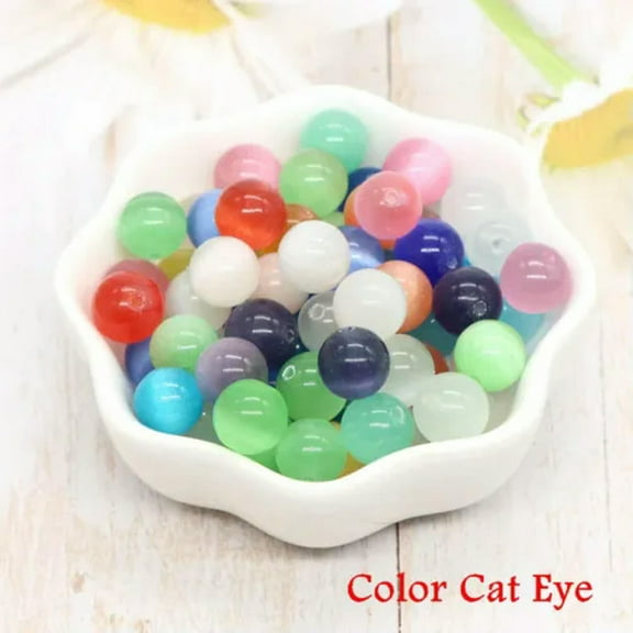 EOEMY Wholesale Natural Gemstone Round Loose Beads 4mm 6mm 8mm Crystals Stone Jewelry-Color Cat Eye-8mm (About 40Pcs)