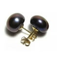 thumbnail image 1 of EOEMY Wholesale Natural Genuine Akoya Freshwater Pearl 14K Gold Plated Stud Earrings -10-11mm-Black, 1 of 5
