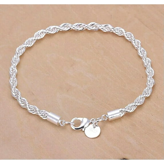 EOEMY Wholesale Price 925Sterling Silver Wrest Double Lines Chain Bracelet 4mm