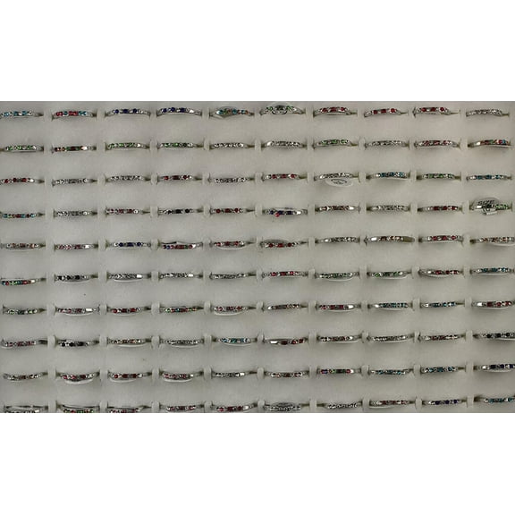 EOEMY Wholesale Rings Lots 32Pcs Mix Small Clear Filled Rhinestone Lady'S Classic Ring