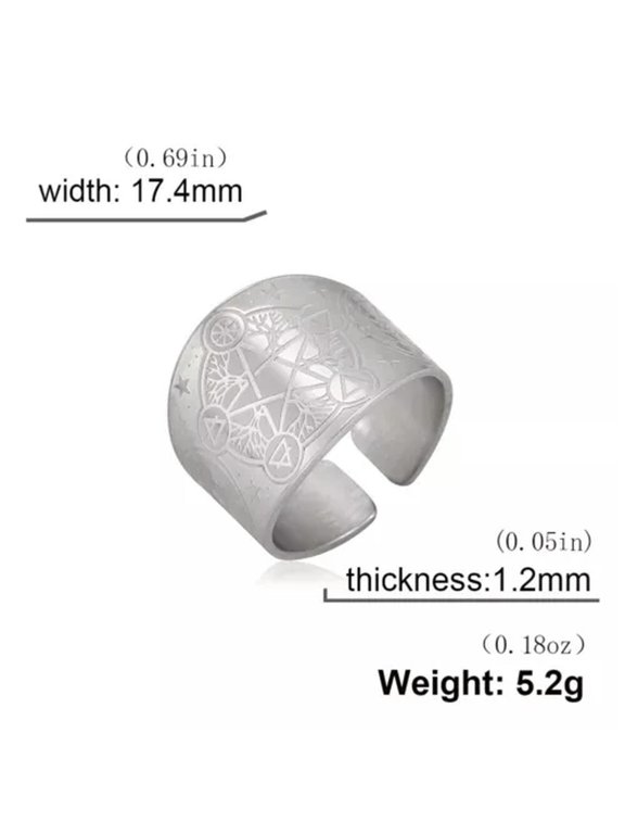 Wicca Pentagram Ring Tree Of Life Pentacle Ring Amulet Stainless Steel Jewelry