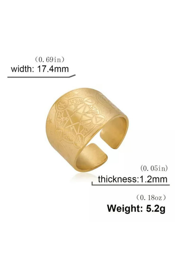 Wicca Pentagram Ring Tree Of Life Pentacle Ring Amulet Stainless Steel Jewelry