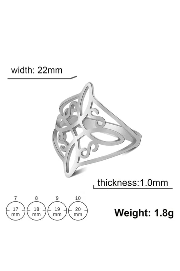 Witch Knot Stainless Steel Ring Celtics Knot Women Rings Good Luck Amulet Gift