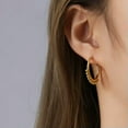 thumbnail image 1 of EOEMY Woman 18K Gold Plated Stainless Steel Round Hoop Beads Earring Clip, 1 of 5
