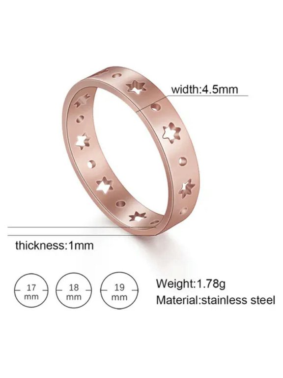 Wome'S Ring Hollow Pentagram Stars Stainless Steel Rings Jewelry Gifts