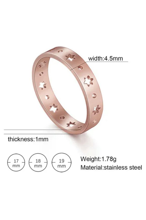 Wome'S Ring Hollow Pentagram Stars Stainless Steel Rings Jewelry Gifts
