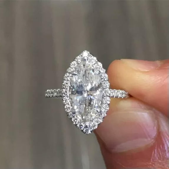 EOEMY Women 925 Silver Filled Wedding Engagement Cubic Zircon Ring Sz 6-10-8