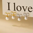 thumbnail image 1 of EOEMY Women 925 Sterling Silver Crystal Bow Drop Dangle Stud Earrings Jewelry-Gold, 1 of 7