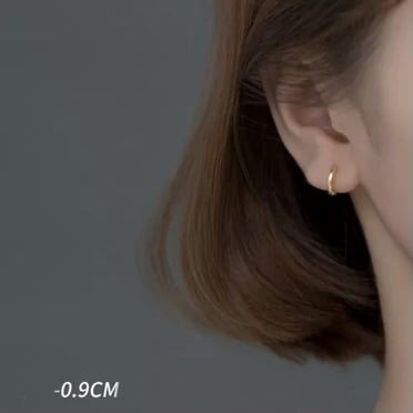 EOEMY Women 925 Sterling Silver Small Band Huggie Sleeper Hoop Women Earrings-9 mm-Gold