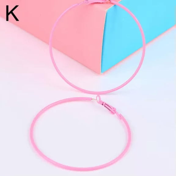 EOEMY Women Big Round Large Hoop Earrings Ear Dangle Wedding 15 Candy Color Jewelry-K