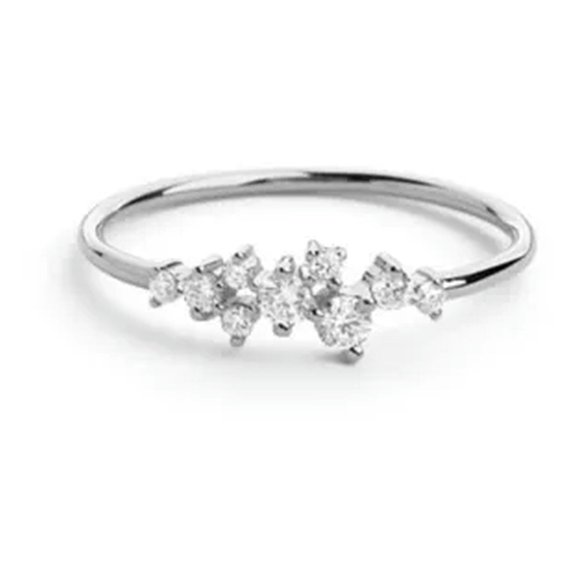 EOEMY Women Girl Ring Engagement Cluster Crystal Rhinestone Simple Cluster Rings Hot-#10-Silver