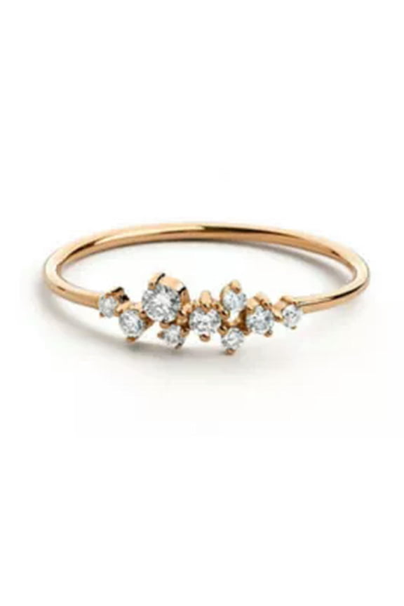 Women Girl Ring Engagement Cluster Crystal Rhinestone Simple Cluster Rings Hot-#7-Rose Gold